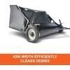 imageAgriFab 450320 42quot TowBehind Lawn Sweeper 12 cu ft Hopper Bag Capacity Leaf ampamp Grass Catcher with Adjustable Brush Height and Easy to Use Dumping RopeSweeper