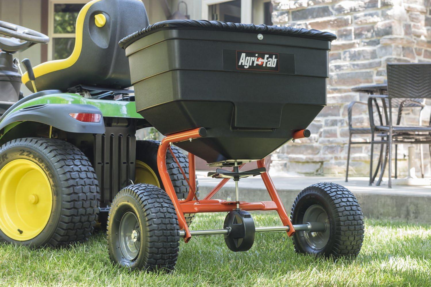 imageAgriFab 450329 185 lb TowBehind ATVUTV Broadcast Lawn Spreader for SeedFertilizerSaltIce Melt Easy to use Flow ControlBroadcast Spreader