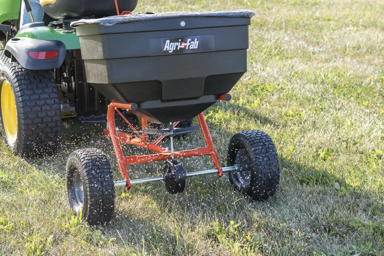 imageAgriFab 450329 185 lb TowBehind ATVUTV Broadcast Lawn Spreader for SeedFertilizerSaltIce Melt Easy to use Flow ControlBroadcast Spreader