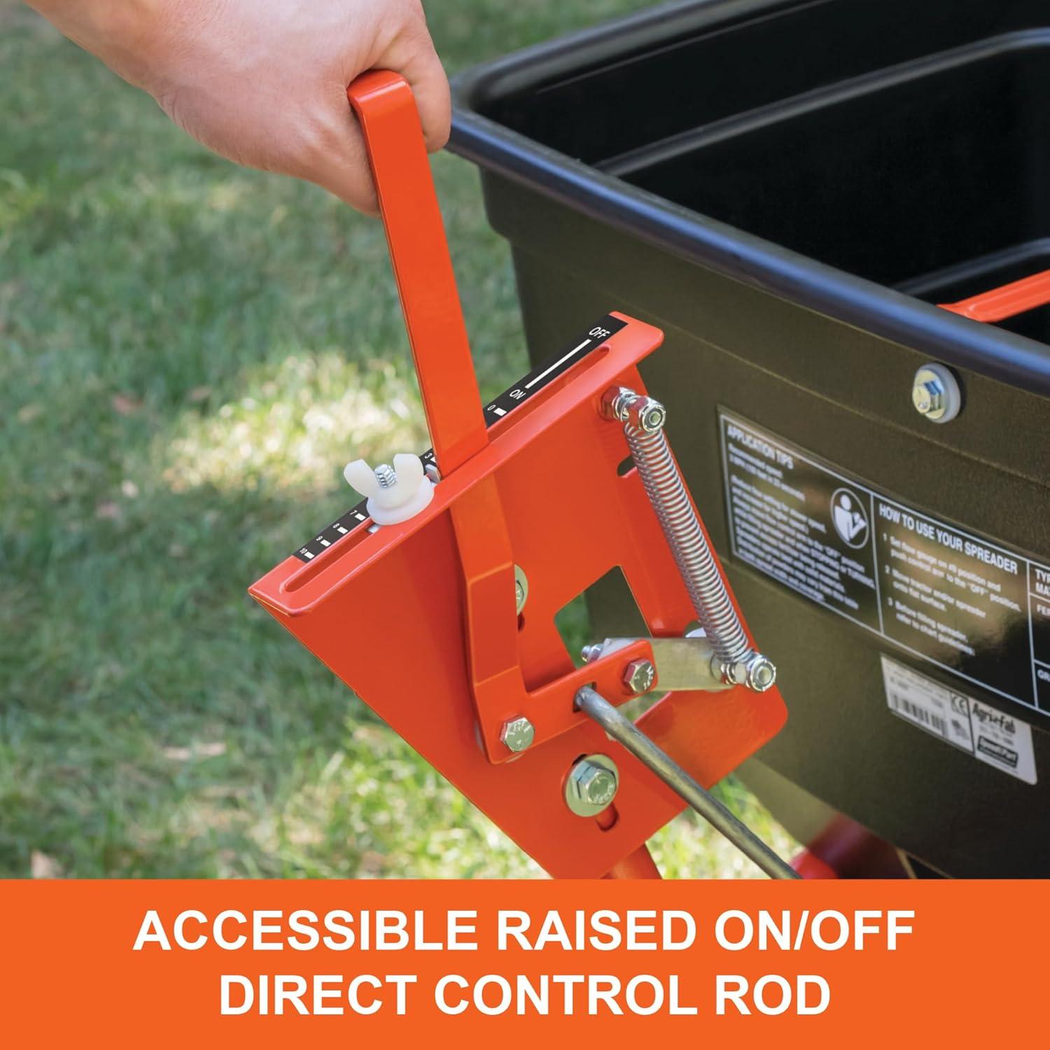 imageAgriFab 450329 185 lb TowBehind ATVUTV Broadcast Lawn Spreader for SeedFertilizerSaltIce Melt Easy to use Flow ControlBroadcast Spreader