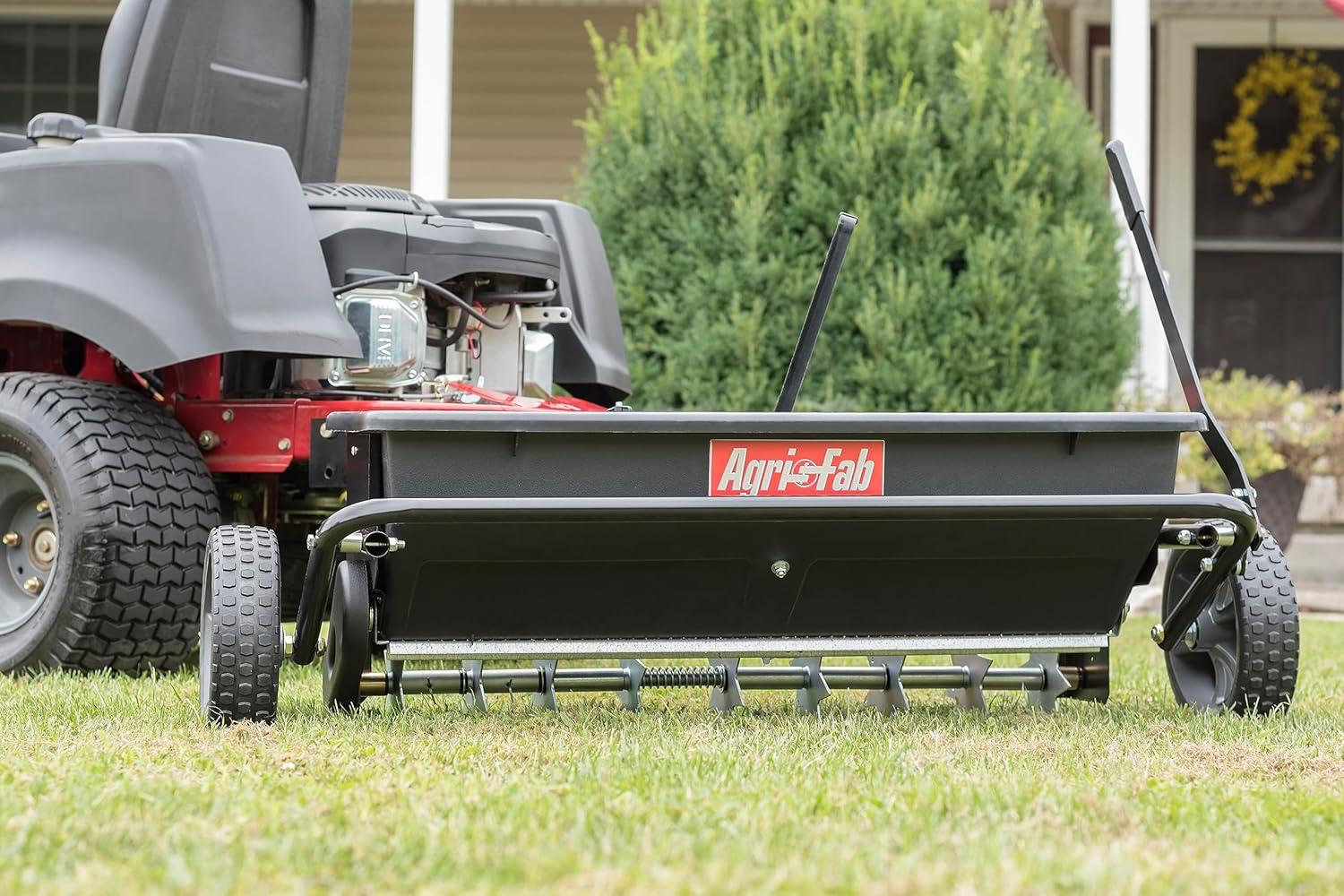 imageAgriFab 450543AMZ 100 lb TowBehind Lawn ampamp Garden SpikerSeederDrop Spreader for SeedFertilizer Salt Ice Melt Designed to Pull Behind Lawn ampamp Garden Tractors