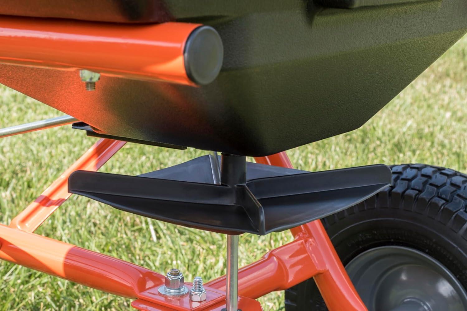 imageAgriFab 450547 185 lb TowBehind Lawn ampamp Garden Broadcast Spreader for SeedFertilizerSaltIce Melt Easy to use Flow Control from Seat of Riding Lawn Mower
