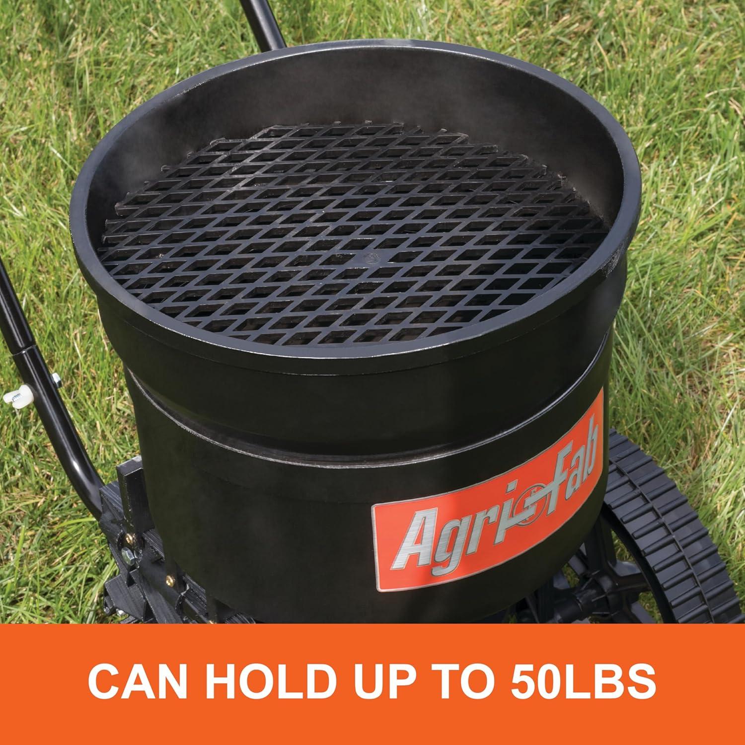 imageAgriFab 450566 50 lb Push Lawn ampamp Garden Broadcast Spreader for SeedFertilizer Walk Behind with Easy to use Cable Control
