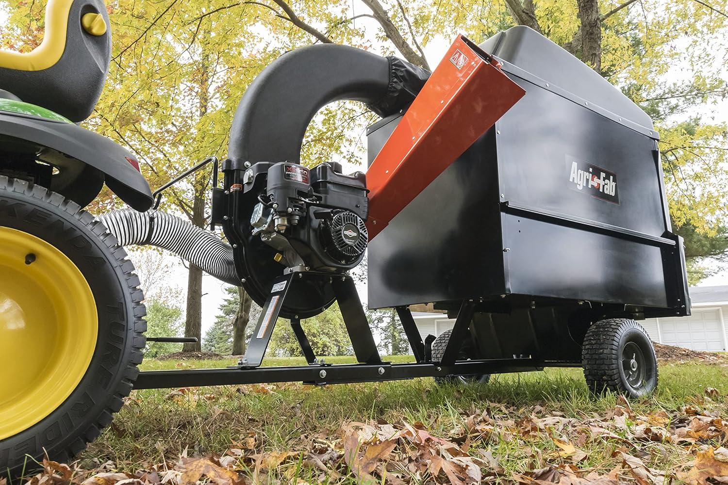 imageAgriFab 450578 Large Capacity 32 CU FT Hard Top Chip NVac Tow Behind Lawn Vacuum Leaf Mulcher Gas Powered Easy Foot Pedal Dumping