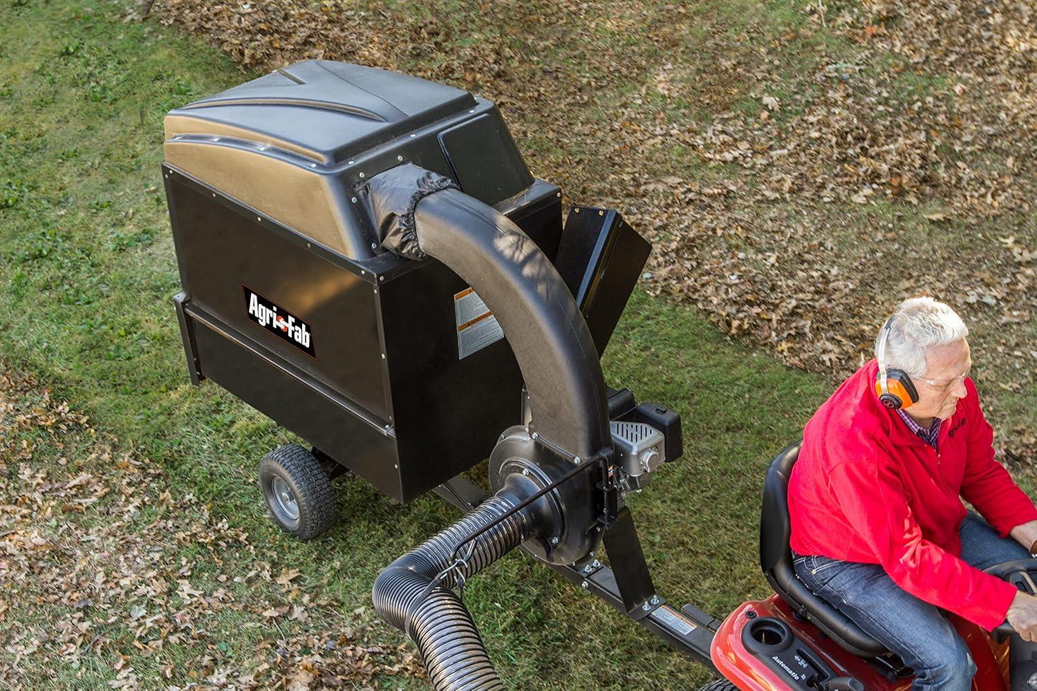imageAgriFab 450578 Large Capacity 32 CU FT Hard Top Chip NVac Tow Behind Lawn Vacuum Leaf Mulcher Gas Powered Easy Foot Pedal Dumping