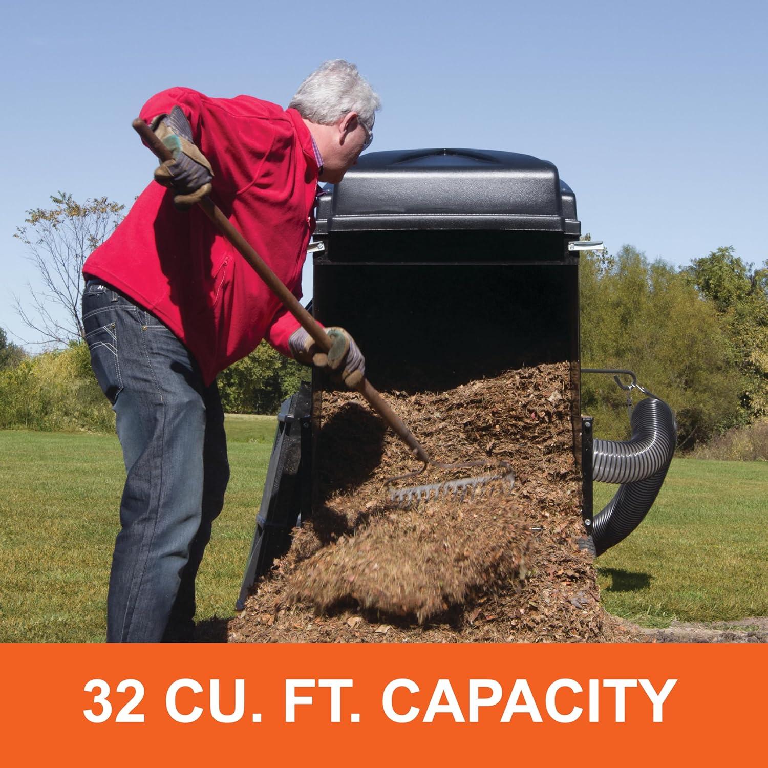 imageAgriFab 450631 Large Capacity 32 CU FT Hard Top Mow NVac Tow Behind Lawn Vacuum Leaf Vacuum Gas Powered Easy Foot Pedal Dumping