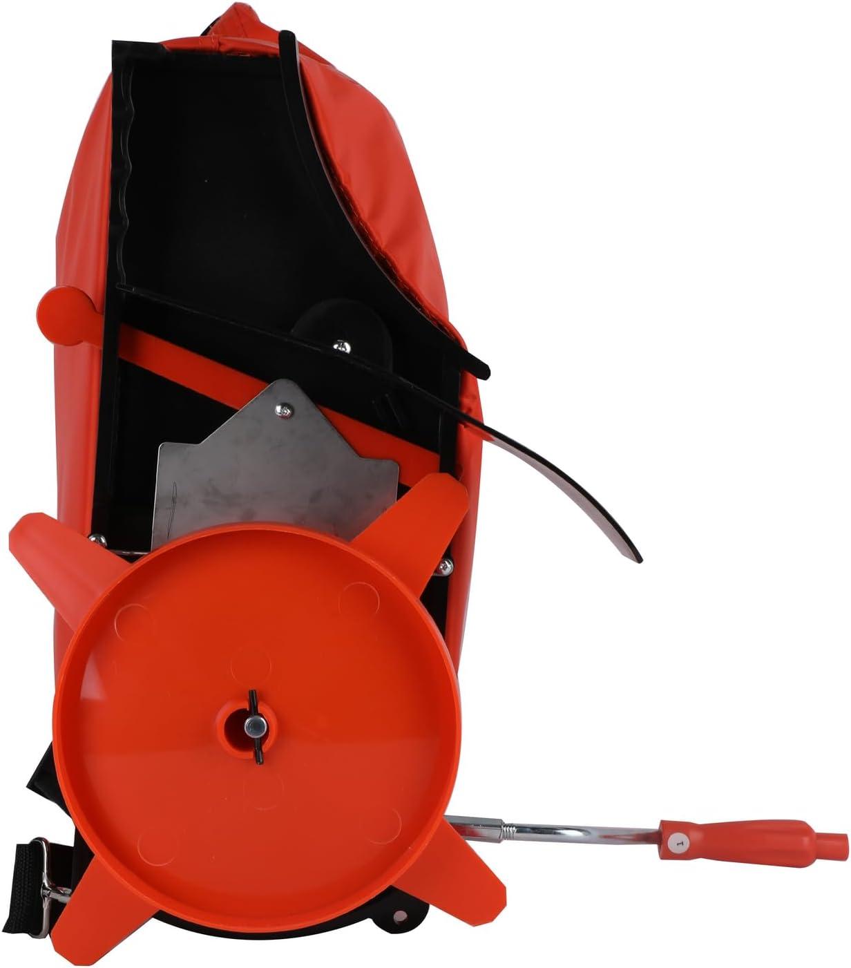 imageAgriFab 450639 25 lb Handheld Bag Seeder Spreader with Waterproof Bag Enclosed Gears Adjustable Shoulder Strap Rear Baffle Orange