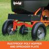 imageAgriFab 450527 110 lb Tow Behind Lawn ampamp Garden Broadcast Spreader for SeedFertilizerSaltIce Melt Easy to use Flow Control from Seat of Riding Lawn Mower110lb Capacity