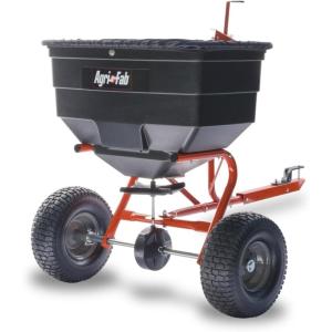 imageAgriFab 450329 185 lb TowBehind ATVUTV Broadcast Lawn Spreader for SeedFertilizerSaltIce Melt Easy to use Flow ControlBroadcast Spreader