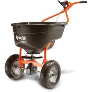 imageAgriFab 450614 130 lb Push Lawn ampamp Garden Broadcast Spreader for SeedFertilizerSaltIce Melt Walk Behind with Easy to use Flow Control LeverCART