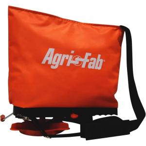 imageAgriFab 450639 25 lb Handheld Bag Seeder Spreader with Waterproof Bag Enclosed Gears Adjustable Shoulder Strap Rear Baffle Orange