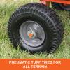 imageAgriFab 450552 700 lbs Tow Behind Poly DumpSwivel Cart 12 CU FT Capacity Lawn ampamp Garden CartTrailer for Lawn Mowers 15quot Pneumatics Tires Easy to Use Hand Dumping MechanismHeavy Duty Heavyduty
