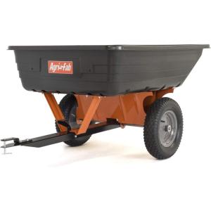 imageAgriFab 450533 650 lbs Tow Behind Poly Dump Cart 10 CU FT Lawn ampamp Garden CartTrailer for Lawn Mowers 16quot Pneumatics Tires Easy to Use Foot Pedal Dumping Lever