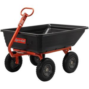imageAgriFab 450594 4Wheel Poly Convertible PullTow Garden Dump Cart 1200lb Tow Capacity Black