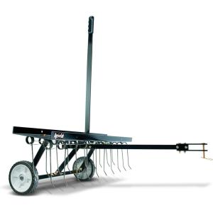 image:imageAgriFab 450295 48in Tow Behind Lawn Dethatcher24 Durable Spring Steel Tines Lawn dethatcher Designed to pull behind Lawn and Garden Tractors Black