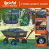image:imageAgriFab Inc 350Pound Steel Tow Behind Dump Cart 10Cubic Feet Capacity  Removable Tail Gate Garden Utility Trailer Black1 200 lb PushTow 4Wheel Cart Swivel Dump Cart