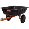 image:imageAgriFab Inc 350Pound Steel Tow Behind Dump Cart 10Cubic Feet Capacity  Removable Tail Gate Garden Utility Trailer Black700 lb Poly TowBehind Swivel Foot Pedal Dump Cart